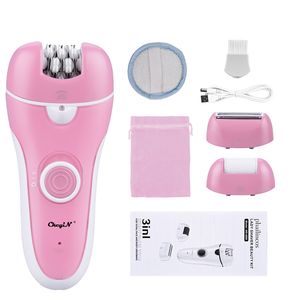 3 em 1 senhora Electric Epilator Shaver Remoção de Cabelo Mulheres Callus Removedor Cuidados Feminino Bikini Trimmer Razor Barbear