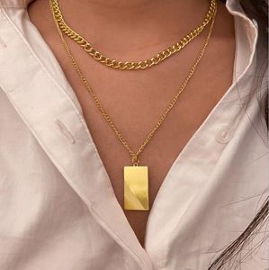 Chokers Punk Gold Geometric Square Pendant Necklace For Women Trendy Multilayer Silver Color Choker Chain Necklaces 2021 Jewelry