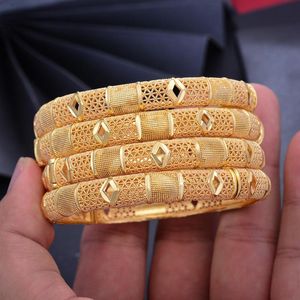 Wando 24k 4 pc / lote Etiópia Casamento Luxo Dubai Bangels para Mulheres Árabe Africano Cor de Ouro Pulseira Jóias Médio Oriente Gift Bangle