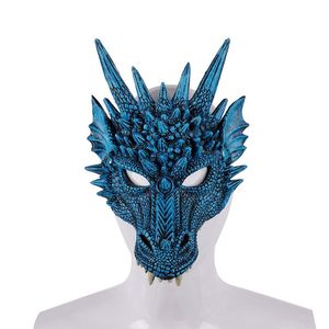 Mardi Gras Halloween Carnival Party PU Foam 3D Kinesisk Dragon Animal Dragons Mask Cosplay Skrämmande masker