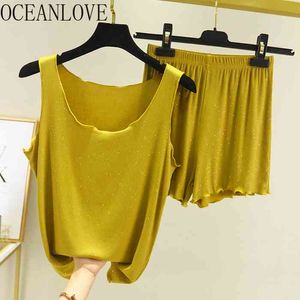2 Women Knitted Solid Casual Leisure Wear Two Piece Set Spring Summer Ropa Mujer 16214 210415