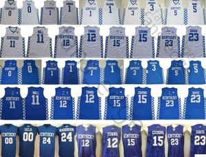 NCAA Kentucky Wildcats 0 Fox 5 Monk 3 Adebayo John11 Wall 12 Towns 15 Cousins Anthony 23 Davis Devin 1 Booker Stitched Basketball Jersey