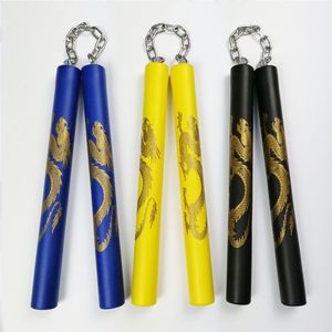 Nunchakus corda cadeia de aço esponja Nunchakus Combat Real Mostrar artes marciais Suprimentos Performance Props All-Steel Two Sticks