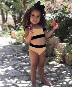 Yüksek kaliteli çocuklar mayolar bir adet ekose bikini seti bebek kız yaz plaj mayo çocuk mayo tasarımcılar giysi