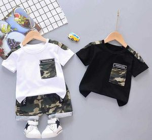 Garotos roupas conjuntos de verão crianças moda t-shirts de algodão + shorts 2 pcs tracksuits para bebê menino crianças casual jogging terns toddler x0802