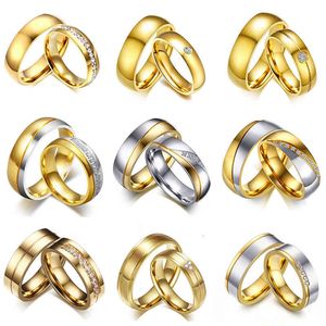 Vnox Goldfarbe Ehering Ring für Frauen Männer Schmuck Edelstahl Verlobungsringe Paar Jubiläum Geschenk Erstaunlicher Preis