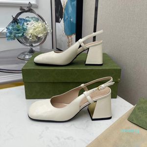 Luxury Chunky Heel Dress Shoes Women Leather Designer Shoe Wedding Party With Box, receipt 2021