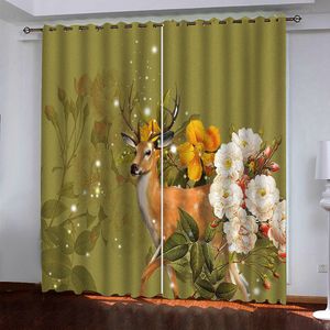 2021カスタム高品質遮光カーテン写真印刷カーテン銀行の寝室の窓の動物の花