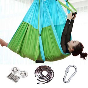 2,5*1,5 m Anti-Schwerkraft Yoga Hängematte Fliegen Schaukel Luft Traktion Gerät Yoga Hängematte Set Home Gym Hängen gürtel Schaukel Trapez Q0219