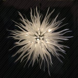 Milchweiße Murano-Glaskunst-Pendelleuchte, mundgeblasener Glas-Kronleuchter, Beleuchtung, Eleganz, Villa, Heimdekoration, runde LED-Kugel-Kronleuchter, 80 cm