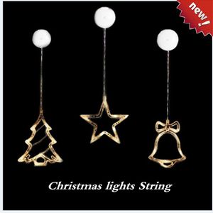 Strings 1PC 3PC LED Christmas Lights String Decorative DIY Year's Day Holiday Light Deer   Bell Stars Tree Window Sucker Glass