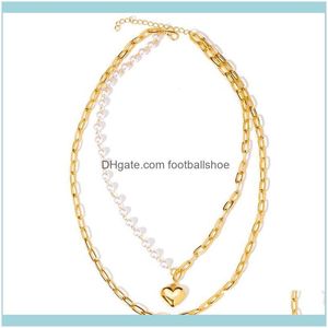 Halsketten Anhänger Jewelrydesign Goldschichten Perle Herz Halskette Romantische Mode Hochzeit Anhänger Jeweley Geschenke Koreanische Schlüsselbeinketten Dr