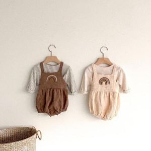 Clothing Set Baby Striped Long Sleeve T Shirt + Bodysuit Kids Boys Girls Overalls Sets Newborn Infant Jumpsuit 210413