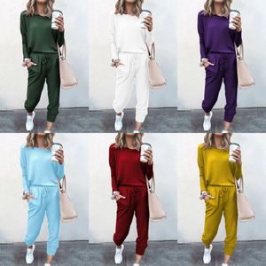 Двухсевная лаундж-одежда Весна осенний посот для утеса ROPA DEPORTIVA MUJER Tracksuits женщин устанавливает ансамбль спорт Femme серый розовый outfit x0428