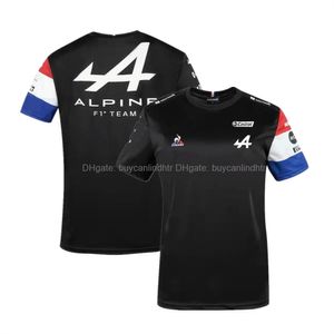 Homens camisetas Corridas de carro fãs camiseta camisa de manga curta camisa de camisa azul preto jersey 2021 espanha alpine f1 equipe motoresport alonso