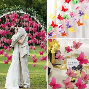 Party Decoration 2.7 M Butterfly Papier Papier Wiszące Garland Banner Dzieci Baby Shower Ślub Happy Birthday Home Po Backdrop