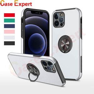 Askeri Sınıf Koruma Şok geçirmez Kılıflar Dahili Yüzük Tutucu Kickstand Kapak Kılıfı İPhone 15 Plus 14 13 12 Pro Max Samsung A02S A10S A20S A30S S23 Ultra