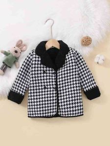 طفل Houndstooth دمية خفط الصوف معطف