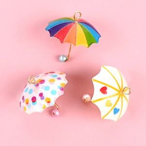 6pcs Mini Simulation Small Umbrella Charms for Dollhouse Miniature Pendant Diy Earrings Necklace Key Chain Accessories C396