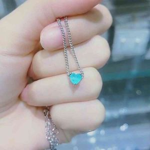 5 мм Paraiba Tourmaline Романтические формы сердца кулон ожерелье роскошь 925 стерлингового серебряного свитера для женщин девушек