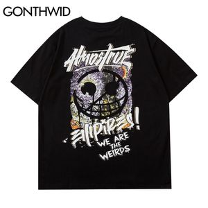 Streetwear Tees Koszulki Kreatywny Graffiti Punk Rock Gothic Krótki Rękaw Tshirts Fashion Casual Cotton Mens Harajuku Topy 210602