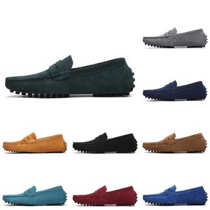 men leather peas womens shoes black light blue wine red gray orange green brown mens slip on lazy Leather shoe sneaker size 38-45trend