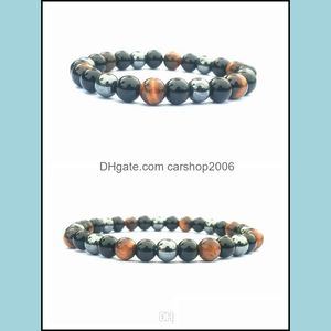 Beaded, Strands Bracelets Jewelrymixed Color Bracelet Black Bile Tiger Eye Stone Obsidian Men And Women Casual Fashion Aessories Drop Delive