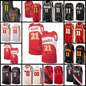 Damian 0 Lillard Trae 11 Young 4 Spud Webb Herrentrikots der neuen Saison Basketballtrikot City 75. Jubiläum rot schwarz weiß