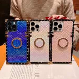 Phone Cases Shockproof Stylish Luxry Clear Square Trunk Cell Covers For iPhone13 12 11 For Samsung S22 S21 Ultra Camouflage Plaid With Holder High Quality