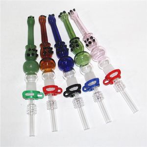 Narghilè Mini Tubi di vetro per nettare con punte in acciaio inossidabile da 14 mm Punta al quarzo Rig petrolifero concentrato Dab Paglia per Bong