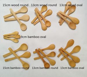 500pcs 9cm / 13cm / 15cm Bambu ou Mel de Madeira Colher Bebê Mini Colheres