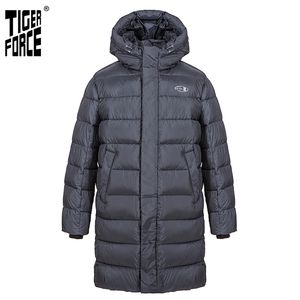 Tiger Force Kış Ceket Erkekler Için Uzun Siyah Sıcak Erkek Spor Rahat Moda Kalın Açık Erkek Ceket Sıcak Parka 70701 211216