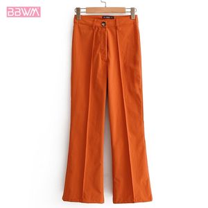 Retro Fashion Wide Leg Female Flared Pants Autumn Solid Color High Waist Slim Wild Professional Women's Pants 210507