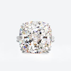 Klusterringar 100% 925 Sterling Silver Lab Moissanite Diamond Gemstone Wedding Engagement Emerald Cut Ring Fine Jewets Gifts For Women