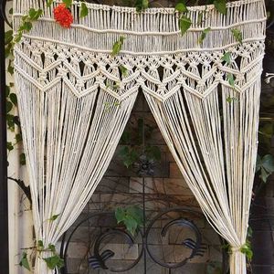 Handgewebter Makramee-Wandteppich aus böhmischer Baumwolle für Raumteiler, Fenster- und Türvorhänge, Hochzeitshintergrund