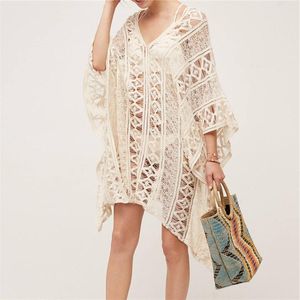 Kaftan Beach Pareo Beachwear Costume da bagno Cover Up Playa Tuniche per tunica Costumi da bagno Donna Abito in pizzo # Q889 Parei