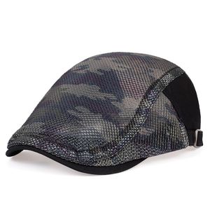 Men Women Colored Camouflage Duckbill Beret Cap Hollow Breathable Mesh caps Summer Adjustable Newsboy hats sun hat sgorras