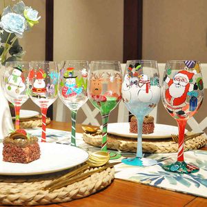 Pintar Copos De Vinho venda por atacado-Presente de Natal artificial pintado à mão pintado de cristal vinho goblet ornamentos whiskey vidro lote