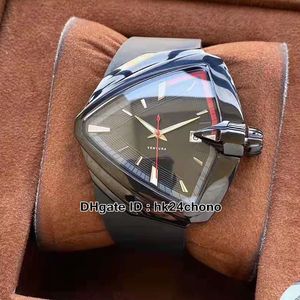 Hight Quality Watches 42mm Ventura Elvis80 Herren Automatische Uhr H24551331 H24551731 PVD Schwarzstahl Hülle Datum Gents Sport Gummi -Gurt Armbanduhr