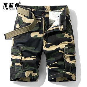 Chaifenko Summer Cotton Cargo Spodenki Mężczyźni Army Taktyczne Krótkie Spodnie Luźne Prace Casual Kamuflaż Wojskowy 210714