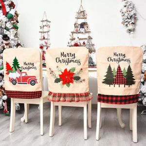 Capas para cadeiras de natal capas para papai noel capas para cadeiras de jantar capas para cadeiras boné estampado natal natal banquete para casa decoração de casamento
