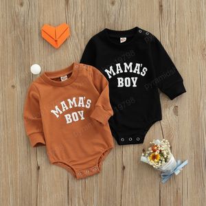 Outono meninas recém-nascidos meninos letras letra imprimir playsuit algodão casual toddler bebê bebê manga comprida botão primavera romper roupas