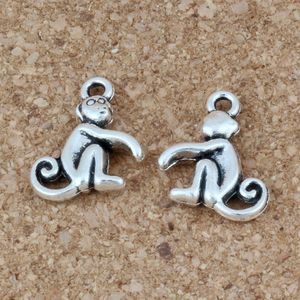 100 sztuk / partia Antique Silver Alloy Cute Monkey Charm Wisiorek Do Biżuterii Making Bransoletka Naszyjnik Ustalenia 13 * 15.5mm A-209