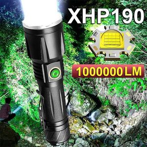 スーパーXHP190最も強力なLED懐中電灯XHP90 USB High Power Torch Light Rechargeable Tactical Flashlight Hand Work Lamp