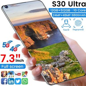 Cell Phone Pouches 2021 Arrival S30 Ultra 12+512GB Android Smart Phones Global 5G 7.3 Inch 10 Core 24+48MP 6800mAh MT6889 Cellphones