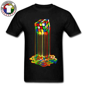 Sheldon Cooper tshirt Arco-íris Abstração Derretido Cubo Imagem Pura Algodão Jovem T-shirt Melhores Presentes Homens Tops Tees de boa qualidade Y220214