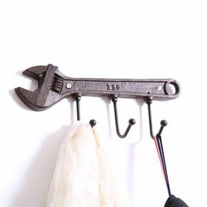 Wholesale vintage metal wall hooks resale online - Hooks Rails pc Vintage Wall Hook Hanger Key Clothes Rack Mounted Coat Holder Hook Metal Spanner shaped For Home Bedroom