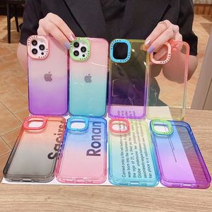 Farbverlaufshüllen TPU-Abdeckung Transparent mit bunter Kamera PC-Rahmenschutz 2,0 mm für iPhone 13 12 ProMAX 11 XS 8 7 Samsung Galaxy S22 A02 A12 A51 A20 XIAOMI VIVO OPPO