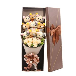 Cute Teddy Bear Stuffed Animal Plush Toy Cartoon Bouquet Gift Box Creative Birthday Valentine's Day Christmas Gift 220217