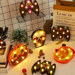 New Halloween Lamp Party Supplies Plastic Pumpkin electronic lights Bat Ghost Night Light for Home Bar Dining Decoration children Holiday toy gifts